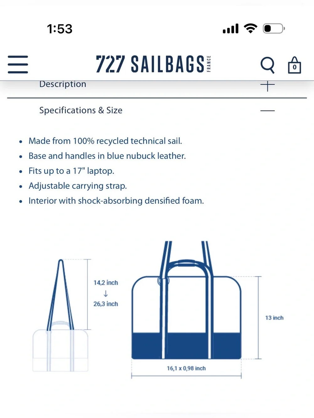 727 Sail Bags Mappy Business Bag